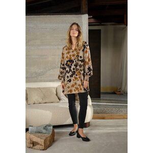NWT SOYA CONCEPT Irena 2 Olive & Mustard Floral Tunic Blouse